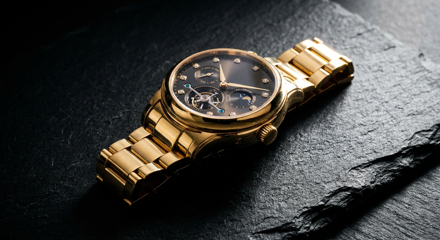 Raw output: luxury watch product shot from the pack's exact prompt